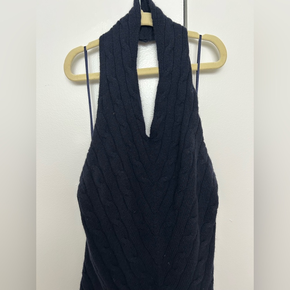 Ralph Lauren Navy V-Neck Cable Knit Sweater